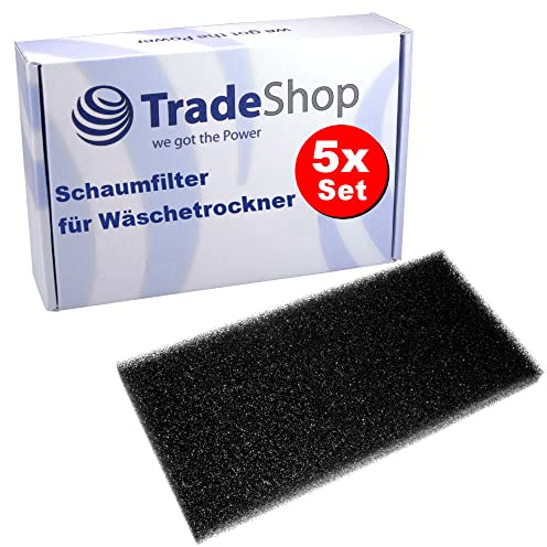 Trade-Shop Lot de 5 filtres éponge/mousse compatibles avec Panasonic Gorenje Asko Cylinda Hisense Pelgrim Sibir Upo Sèche-linge à pompe à chaleur