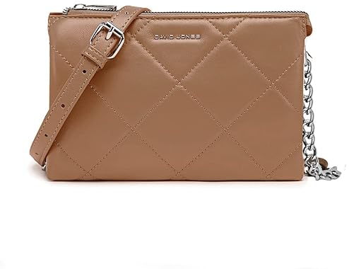 David Jones - Petite Pochette Bandoulière Femme - Sacoche Chaînes Simili Cuir Matelassé - Sac à Main Soirée Besace Porté Epaule Téléphone - Mode Tendance Elégant - Clutch Ville - Vieux Rose