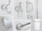 Nero Landhaus Bad Accessoires Serie Keramik Chrom Antik WC-Bürste Toilettenpapierhalter Haken Handtuchhalter Seifenspender Handtuchstange Becherhalter Retro (Becherhalter)