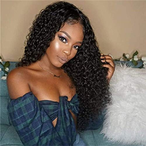 Glueless Perruques de cheveux humains pré-épilés avec cheveux de bébé ondulés à l'eau Fermeture en dentelle Perruques de cheveux humains en dentelle transparente Perruques bouclées pour femmes noires