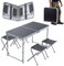KADAX Campingmöbelset, Camping Tisch mit Klappstühlen, Klapptisch mit 4 Sessel, Höhenverstellbare Sitzgarnitur, Falttisch, Multifunktionstisch für Camping (Silber-grau)