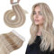 Hetto Tape Extensions Echthaar Blond Tape in Extensions Echthaar 55 cm Highlights Mittel to Licht Blond Seidig Gerade Invisible Tape Klebe Remy Haarverlangerung 20pcs 50g #18/613