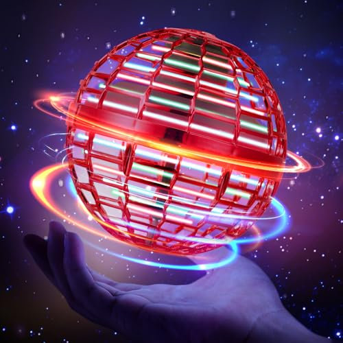 Hoofun Fliegender Ball, Flying Spinner, Magischer Ball mit RGB Licht, Magic Hover Schwebe Ball, UFO Zauberball, Bumerang Jungen Toys, Spielzeug Drohne Geschenke für Kinder über 6,8,10,12 Jahren(Rot)