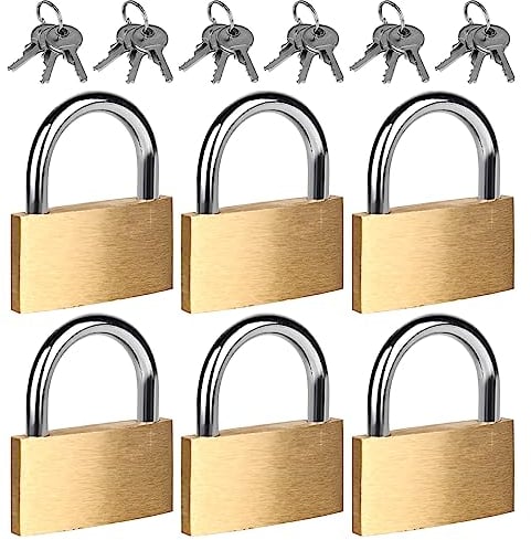 Sporgo Lot de 6 cadenas à clé 30 mm en laiton avec 18 clés étanches, cadenas résistant aux intempéries pour boîtes à outils, casiers de gym, casiers, valises, casiers