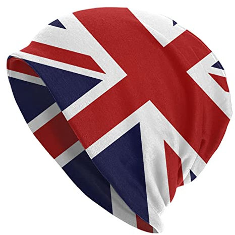 GQWJKSZ Winterwarme Strickmützen, weiche Slouchy-Schädelkappe, Union Jack-Mütze mit britischer Flagge für Männer und Frauen
