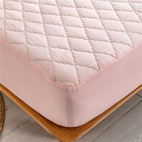 Odot Wasserdicht Gesteppte Spannbettlaken, Solide Farbe Spannbetttücher für Boxspringbetten, Spannbetttuch bis 25~30cm, Bettlaken für Kinder Einzelbett Doppelbett (120x200cm,Blasses Rosa)