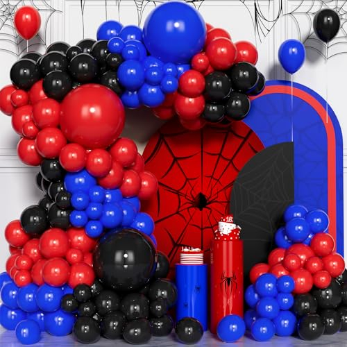 141Pcs Black Red Blue Balloon Arch Kit, Royal Blue Black Red Party Balloons Garland Kit for Birthday Bridal Baby Shower Congratulations Wedding Anniversary Party Decorations Supplies