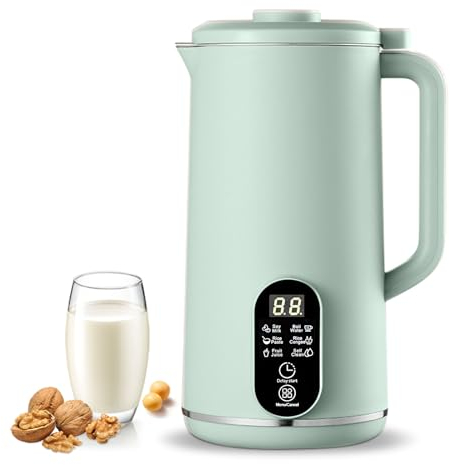 Soy Milk Maker Machine, 650ML Automatic Nut Milk Maker with 10 Blades, Juice Soup Maker with Delay Start, Keep Warm, Self-Cleaning for Almonds, Oats, Soybeans, Fruits (Green)