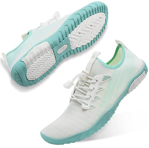Herren Damen Badeschuhe Strandschuhe Wasserschuhe Schwimmschuhe Aquaschuhe Sommer Surfschuhe Barfußschuhe Schnelltrocknend(Grün,37 EU)