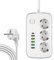 AEUZWR Mehrfachsteckdose, Steckdosenleiste mit USB, 3 Fach Steckerleiste mit 5 USB und 1 PD, Mehrfachsteckdose mit Schalter, Spannungsschutz 2m Kabel für Zuhause, Büro, Reise, Weiß