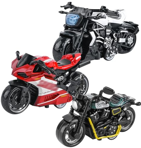 SIEBOLD 3 Piezas Moto De Juguete para NiñOs,Modelo De Motocicleta De SimulacióN,Mini Pull Back Moto De Juguete para NiñOs, Juguetes Intelectuales, Navidad, CumpleañOs, Regalos De Fiesta（3 Estilos）