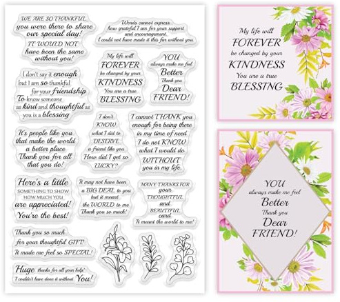 ORIGACH Thank You Sentiments Clear Stamps for Card Making | Happy Thank You Greeting Words Transparent Silicone Stamps for DIY Scrapbooking Journaling Photo Album Crafts Suppplies