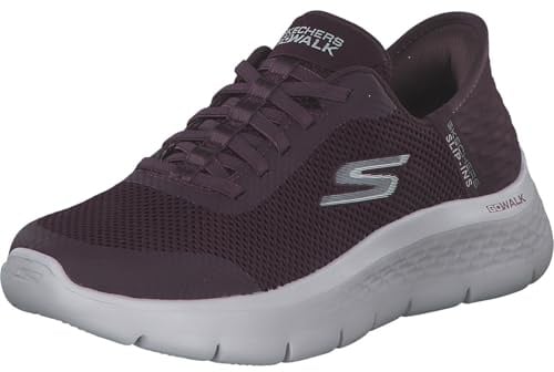 Skechers Women's GO Walk Flex Grand Entry Trainers, Burgundy Textile/Trim, 5.5 UK