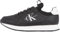 Calvin Klein Donna Sneakers da Runner Sock Laceup in Pelle, Nero (Black/Bright White), 36