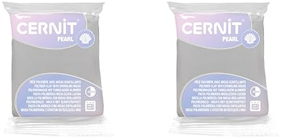 CERNIT CE8656085AMZC - Set 2 Blöcke Modelliermasse (Polymer) PEARL, ofenhärtend, sofort gebrauchsfähig, 2x56g, für DIY, Schmuck, Figuren, für Einsteiger und Hobbykünstler, Perlmutt - Weiß 1 Set