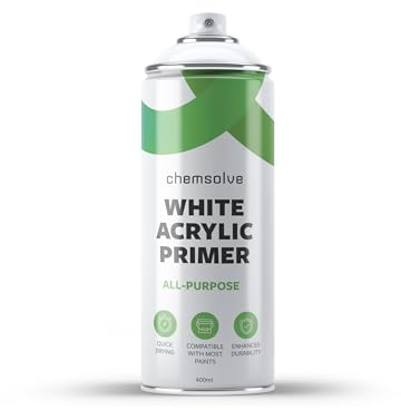 Chemsolve Aerosol Primer 1 x 400ml / Acrylic Paint Spray / White Matt / All Surfaces including Wood, Plastic, Metal / Undercoat Spray Paint