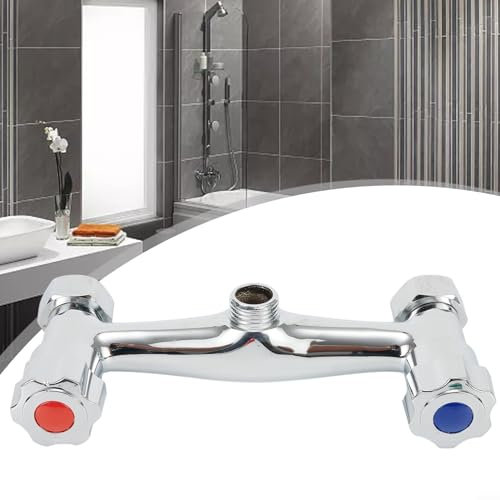 Rubinetti miscelatore per doccia e bagno, valvole in ottone, doppia uscita, cromati, termostatici, per barra doccia