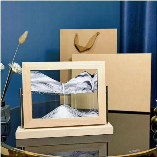 UNbit Ornement de bureau d'art de sable en mouvement, ornement de peinture de sables mouvants 8'' Art de sable, sablier, art de sable en mouvement, mouvement liquide d'art de sable, sablier tridimensi
