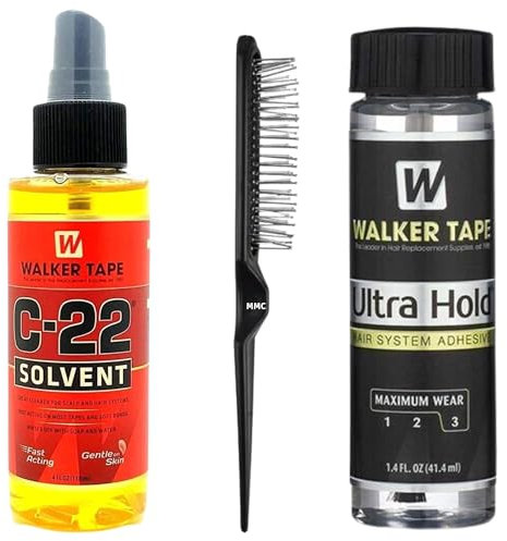 Walker Tape Ultimate Wig Care Bundle: Ultra Hold Wig Glue (1.4 fl oz) & C-22 Solvent Adhesive Remover (118ml) with Gentle Dual-Ended Spatula - Perfect for Synthetic Wigs & Hair Extensions
