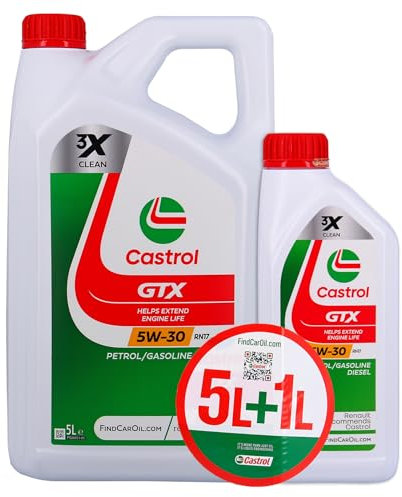 CASTROL GTX 5W-30 RN17, Huile Moteur, 5+1L