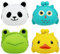 MIAO JIN Lot de 4 porte-monnaie vintage en silicone avec fermoir à fermoir Motif animal de dessin animé, Blanc, vert, bleu, jaune, Dessin animé