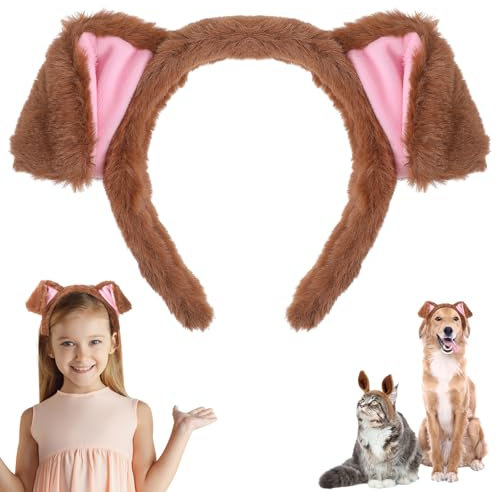 Sibba Hundeohren Tierohren Kopfbedeckung Hund Ohren Stirnband Kinder Cartoon Welpen Ohren Kopfschmuck Hunde Tierkostüm Zubehör Maskeraden Cosplay Kostüm Halloween Haarschmuck Geburtstag Weihnachten