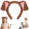 Sibba Hundeohren Tierohren Kopfbedeckung Hund Ohren Stirnband Kinder Cartoon Welpen Ohren Kopfschmuck Hunde Tierkostüm Zubehör Maskeraden Cosplay Kostüm Halloween Haarschmuck Geburtstag Weihnachten