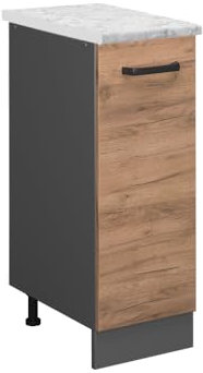 Vicco Apothekerschrank R-Line, Medizinschrank für die Küche, Goldkraft Eiche/Anthrazit, AP Marmor
