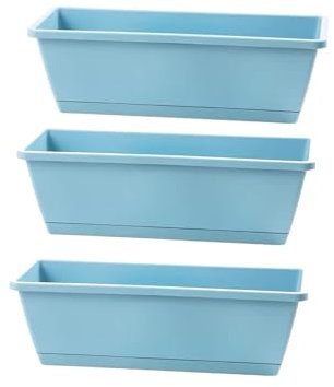 XQSXDKXQ Jardinera con platillo Juego de jardineras al Aire Libre Decoración de jardín Maceta decoración jardín Maceta de Agua Vid Cesta de Plantas Rectangular de Pieza Grande,Azul,50cm