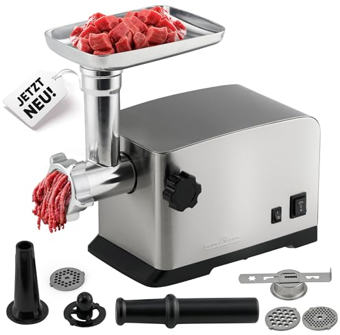 Tritacarne ProfiCook® 1200W | con attacco per biscotti/pasticceria | tritacarne elettrico | avanti e indietro | incluso insaccatore per salsicce | collo in metallo e vite senza fine | PC-FW 1272