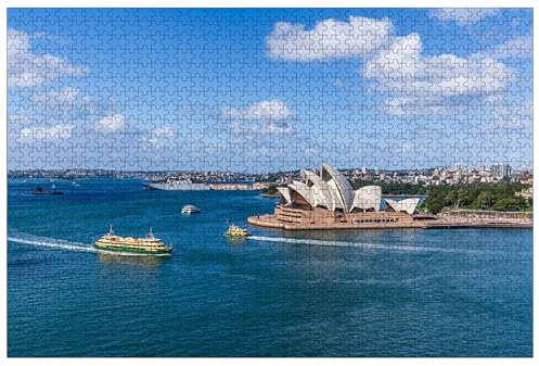 Jigsaw Puzzles 1000 Pieces for Adults Sydney Opera House on Sydney Harbour Australia Wooden Perfect Interlocking Clear Printing