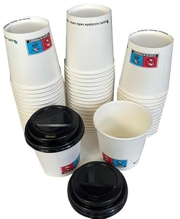 DPdantepellacani OFFERTA 100 PZ BICCHIERE DI CARTA 4 oz TAZZINA CAFFE' + 100 PZ COPERCHI PER ASPORTO TAZZINE BICCHIERINI ESPRESSO 100 ml / 120 ml