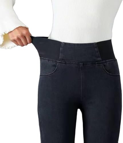 Bastwahl Jeggings Damen Stretch High Waist - Leggings Skinny Jeans High Waist Jeansoptik Jogginghose Denim Stretch Hose mit Taschen Pants Fitnesshose Sexy Yogahose Streetwear
