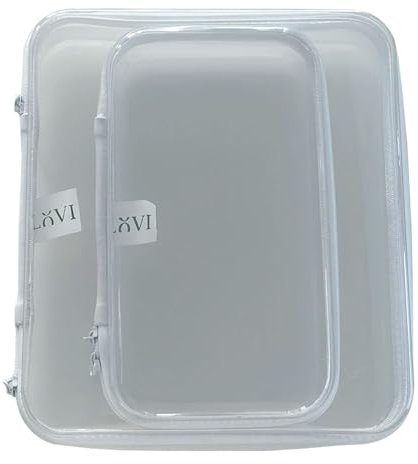 Caja almacenaje plastico duro transparente - Pack de 2 - Cajas almacenaje apilables. Almacenaje juguetes con doble cremallera. Organizador armario.