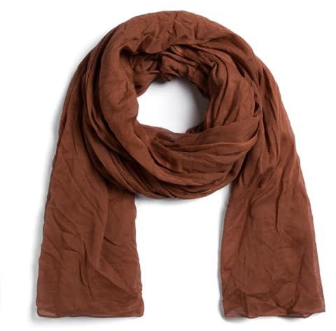 ALLEE DU FOULARD Langer Schal, Schal – 100 % Baumwolle – Größe 110 x 300 cm – Damen und Herren – Länge 3 Meter – Komfort und Fließfähigkeit, Eichhörnchenbraun, Extra long