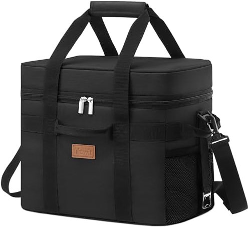 Lifewit Kühltasche 20L, Faltbar Picknicktasche für Essen & Getränke, Kühlbox Tragbare Eistasche für Männer, Frauen, Isolierte Thermotasche für die Arbeit, Camping und den täglichen Gebrauch, Schwarz
