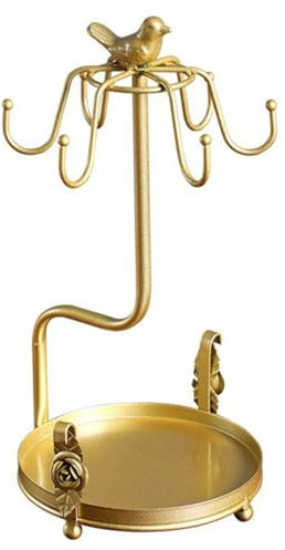 Tadoiooy Mug Holders, Tea Cup Holder with 6 Hooks 13.8x8.7 Inch Coffee Cup Holder with Storage Base Metal Cup and Saucer Display Stand for Restaurant Office Kitchen Counter