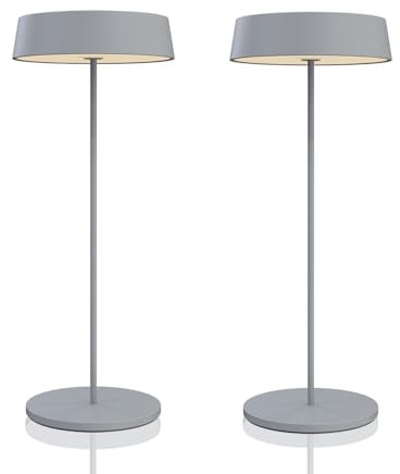 Palmina 901,2 Led Tischlampe Dimmbar,4400mah Led Tischlampe Kabellos, IP54-Schutz, Lampe Für Den Innen-/Außenbereich, Geeignet Für Abendessen, Lesen, Schlafzimmer, Garten Und Vieles Mehr/Grau