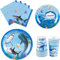 WERNNSAI Shark Party Supplies - 64PCS Ocean Birthday Party Plates Cups Napkins Tableware for Kids Boys Shark Birthday Decorations Supplies Serves 16 Guests