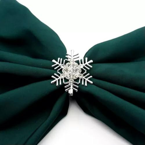 Serviettenringe mit Wasserdiamant und Schneeflocke, Gold- und silberfarben, Weihnachtsserviettenschnalle, Silber