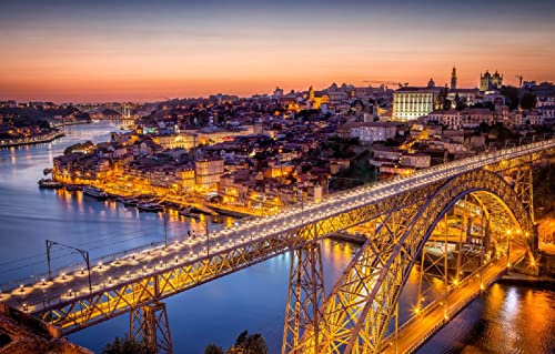 Difficult Adult Puzzle 1000 Pieces City Bridge Over Porto River, Portugal 38x26CM