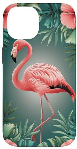 Blumen Flamingo Pink Tropical Teal Orange Hülle für iPhone 14