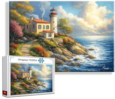 Puzzle Landschaft Leuchtturm 3000 Teile Groß XXL 120x80 cm, Jigsaw Art Impossible Erwachsene Anspruchsvoll, Klassische Jigsaw Erwachsene, Junge, Mädchen, Geschicklichkeitsspiel für Familie H-9