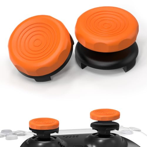 TEUVO FPS Aim Assist PS5 Controller Kappen, 2 Stück Silikon Joystick Kappen Sticks für PS4 & PS5 Thumbsticks Grips Aufsätze, Thumb Grips PS4 & PS5 Zubehör zur Erhöhter Komfort Genauigkeit, Orange