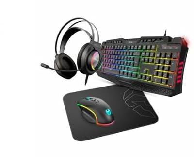 KROM Teclado + Ratón + Auriculares + Alfombrilla de Ratón Kritic RGB Rainbow Gaming Kit