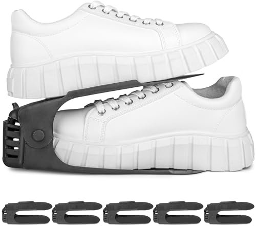 SULPO Zapatero de 5 unidades, color negro, ahorro de espacio, práctico apilador de zapatos para ordenar y ahorrar espacio