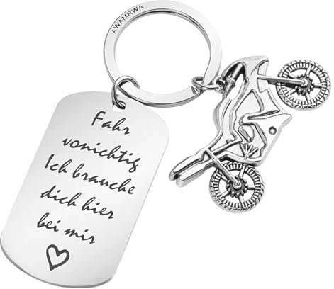 Porte-clés Moto Personnalisable, Porte-Clés Fete des Peres - Conduite Prudente, Cadeau Ange pour Motocycliste Papa Homme