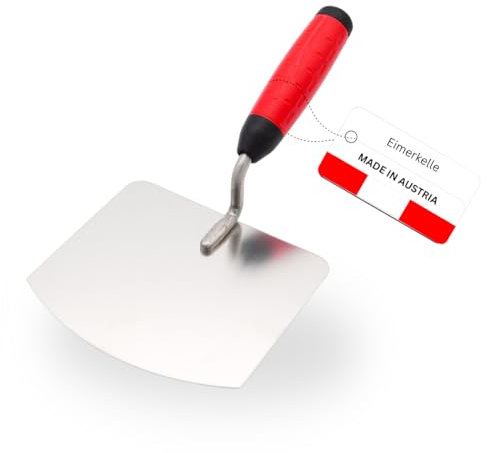 WERKFIT - Cazzuola professionale da 140 mm, robusta in acciaio inox con impugnatura morbida, mestolo per malta a mano per lavori a secchio, prodotto in Austria