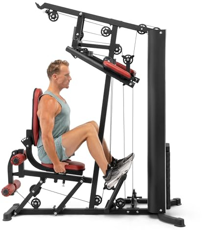 Marcy All-in-One Home Gym System with Tri-Action Press Arms, Adjustable Leg Press, and Full-Swivel Seat for Total Body Strength Training – Compact Multi-Station Workout Equipment MWM-0623
