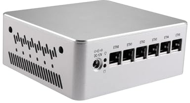 ANDAQI Micro Firewall Appliance, Mini PC, PFSense, Mikrotik, OPNsense, VPN, Router PC, Pentium Gold 7505, RS54, 6 x 2.5GbE LAN, DP, HDMI, Type-C, with Fan, 4G RAM, 64G SSD
